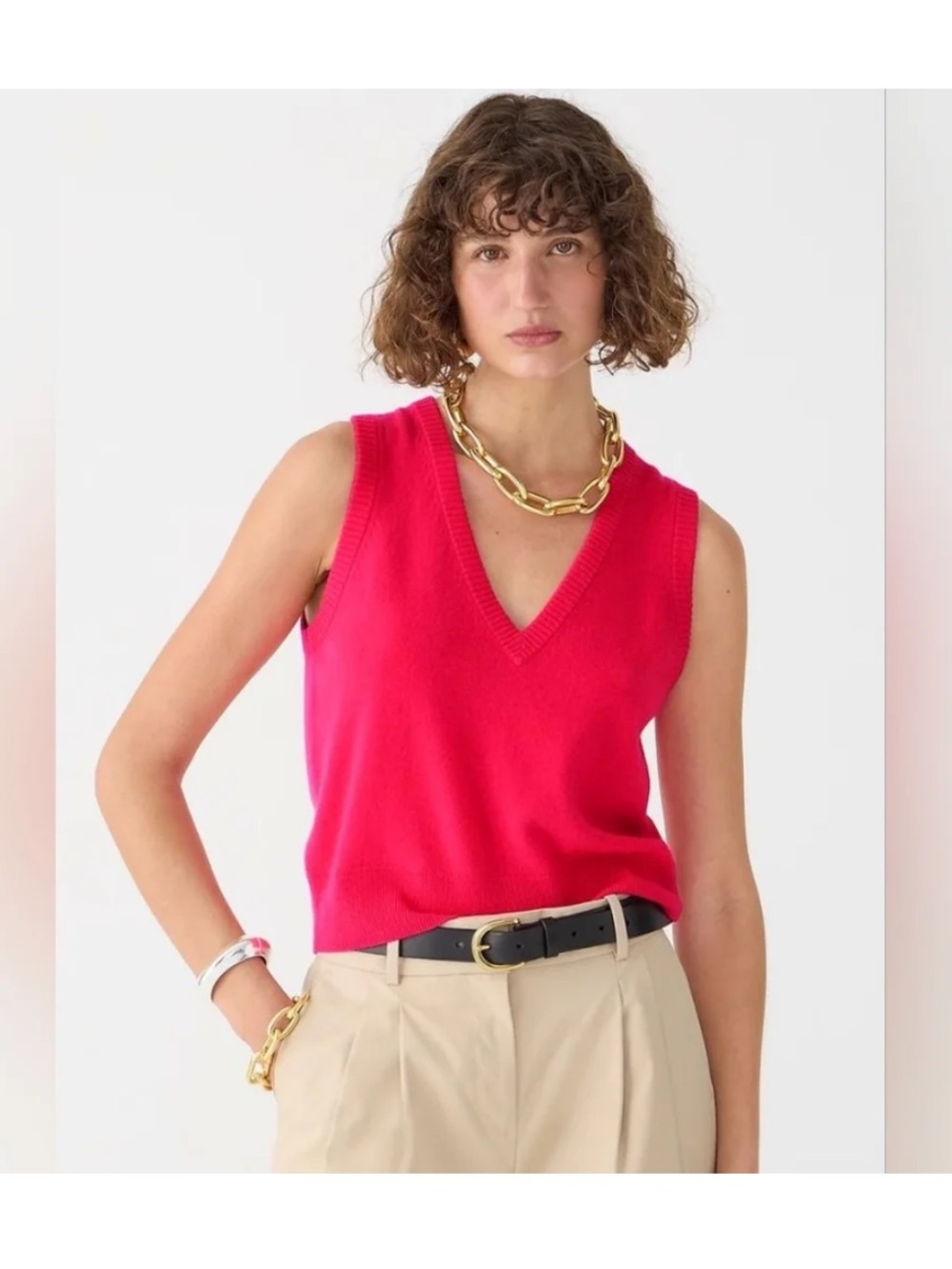 J. Crew Cashmere V-neck sweater-vest Pink Small